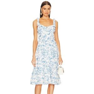 White/ blue eyelet midi dress